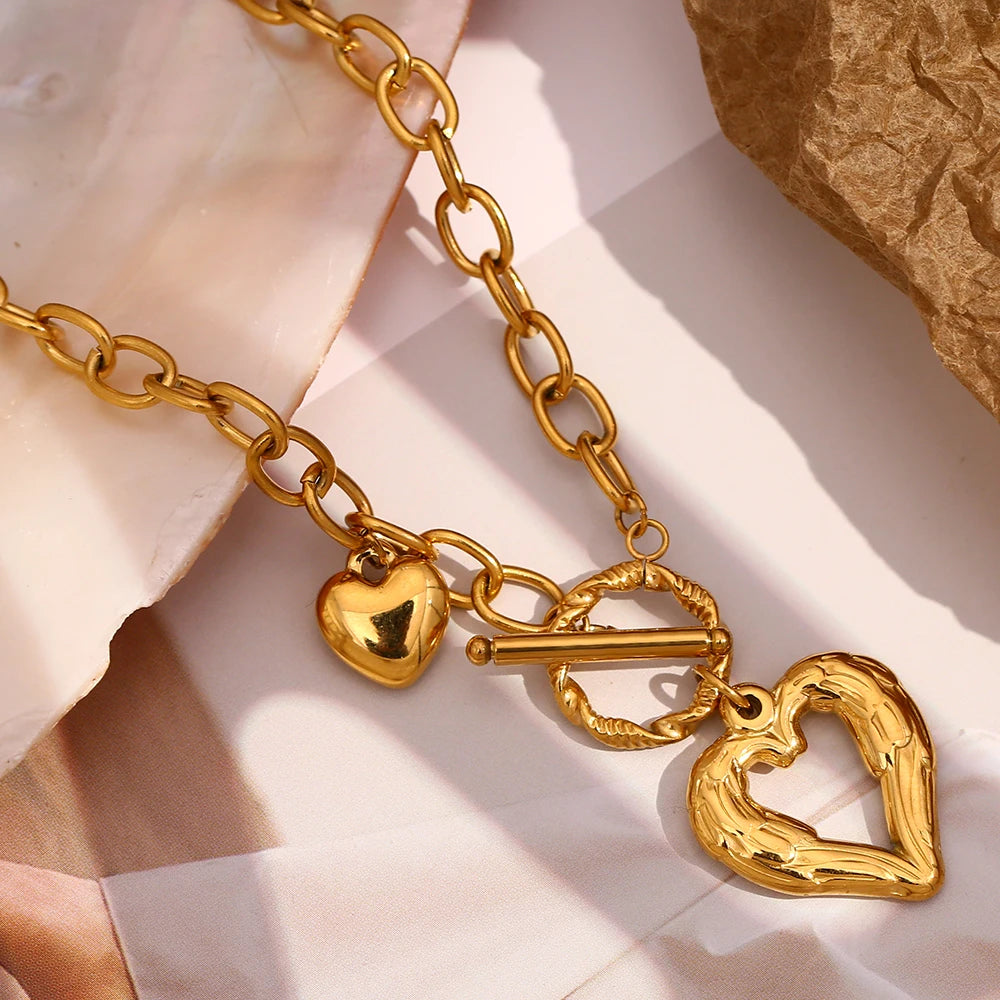 JEWELIXIRS Organic Heart Toggle Necklace