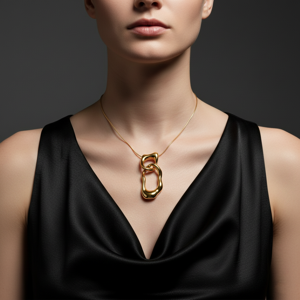 JEWELIXIRS Organic Link Pendant Necklace