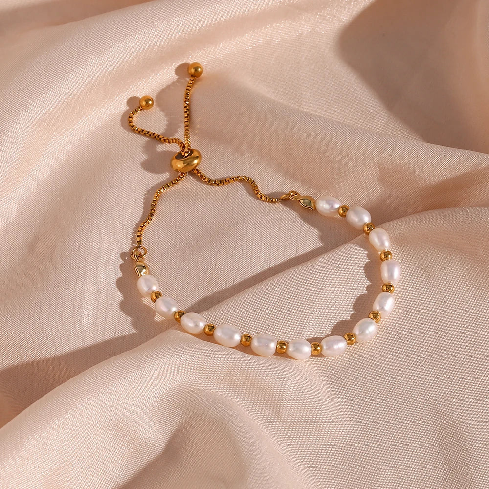 JEWELIXIRS delicate pearl and bead slider bracelet