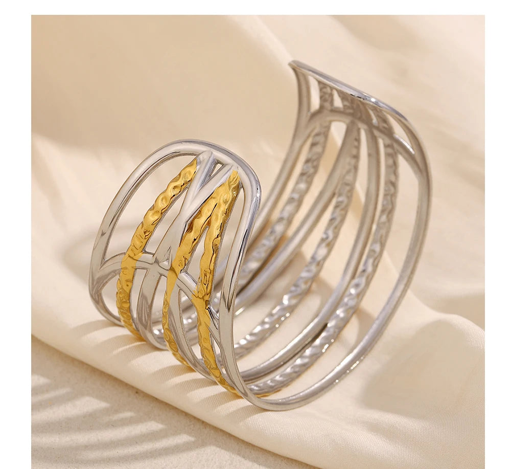 JEWELIXIRS Multi-Band Open Cuff Bracelet