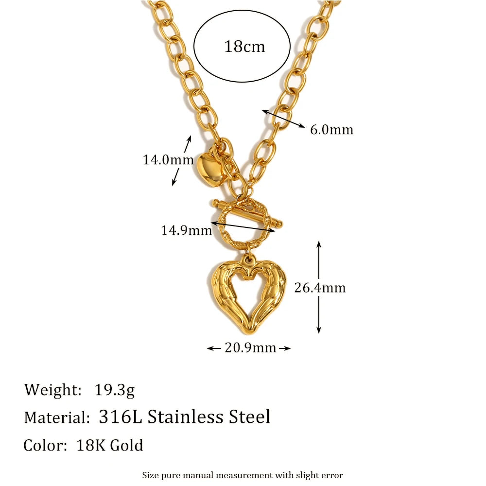 JEWELIXIRS Organic Heart Toggle Necklace