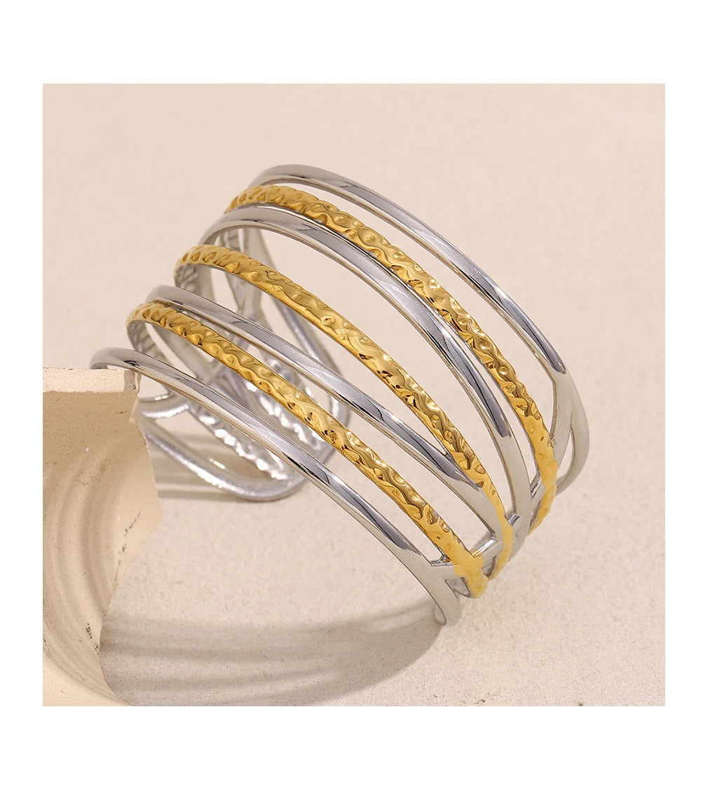 JEWELIXIRS Multi-Band Open Cuff Bracelet