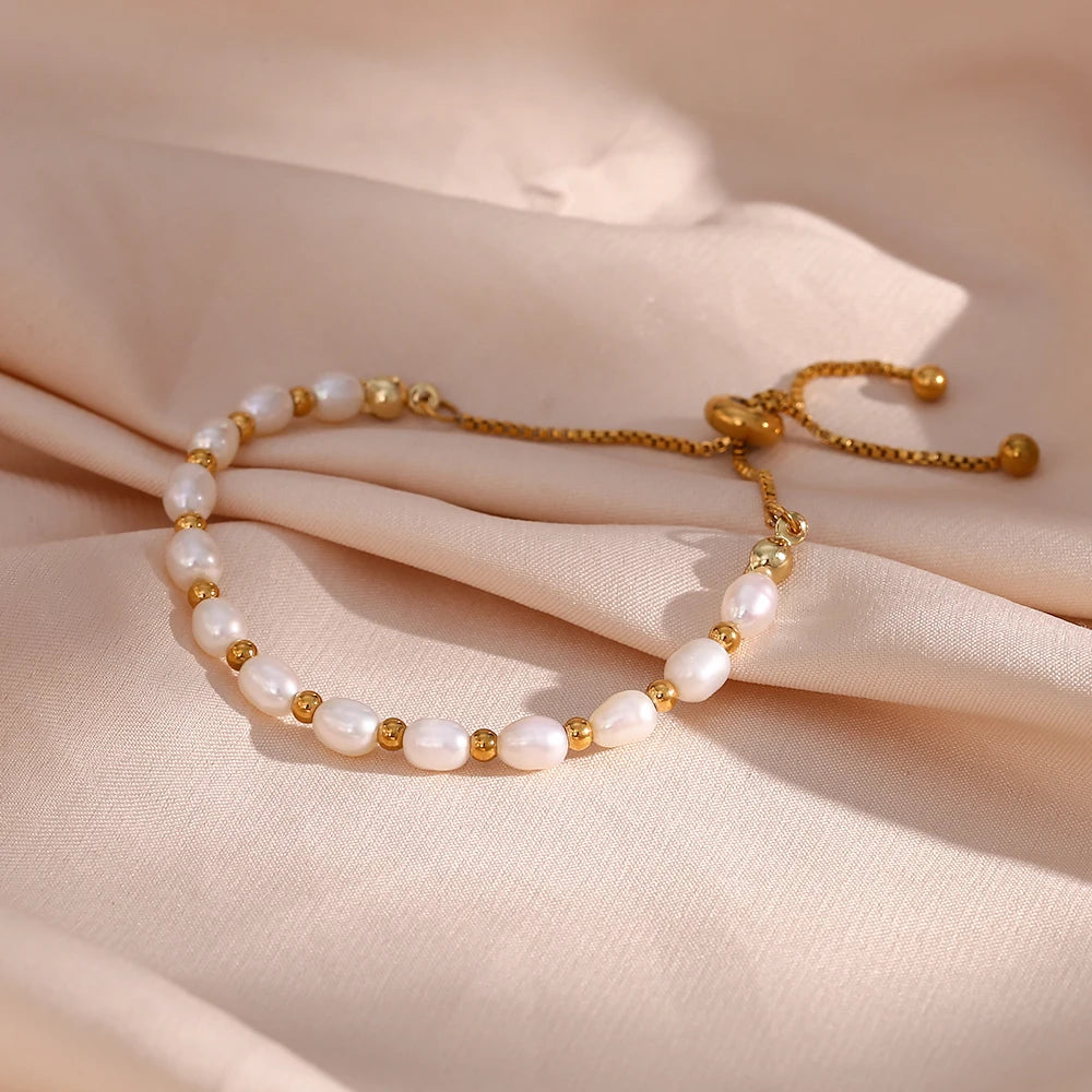 JEWELIXIRS delicate pearl and bead slider bracelet