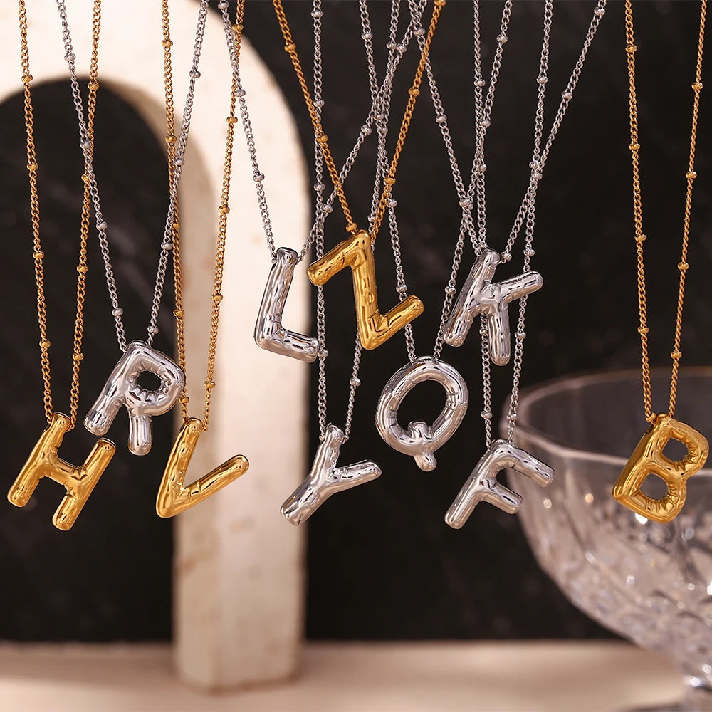 JEWELIXIRS Puffed Letters Necklaces