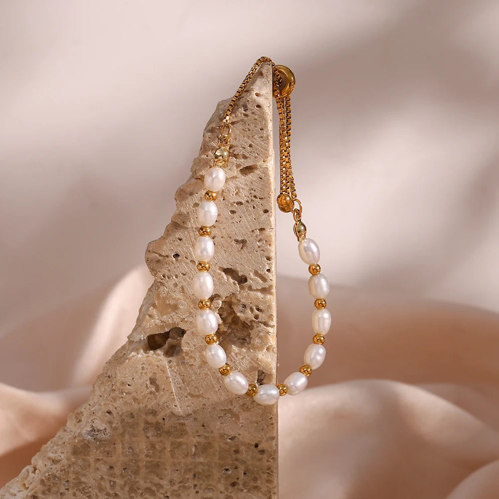 JEWELIXIRS delicate pearl and bead slider bracelet