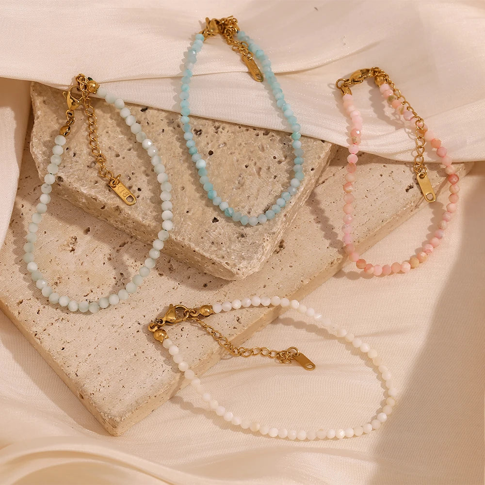 JEWELIXIRS Faceted Micro-Bead Anklets