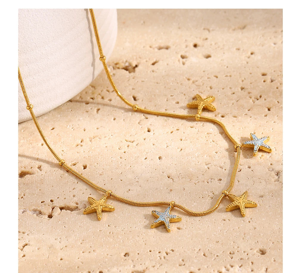 MamacitaSlay 316L Stainless Steel Star Necklace Party Waterproof Neck Jewelry Women's Charm 18K Gold Plated Necklace 2025 Gift