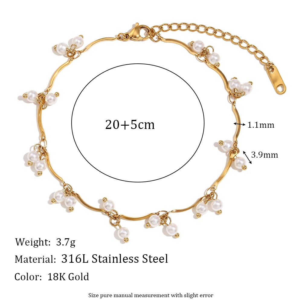 JEWELIXIRS Cascading Pearl Anklet