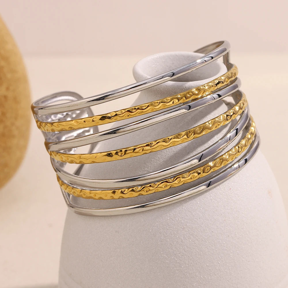 JEWELIXIRS Multi-Band Open Cuff Bracelet