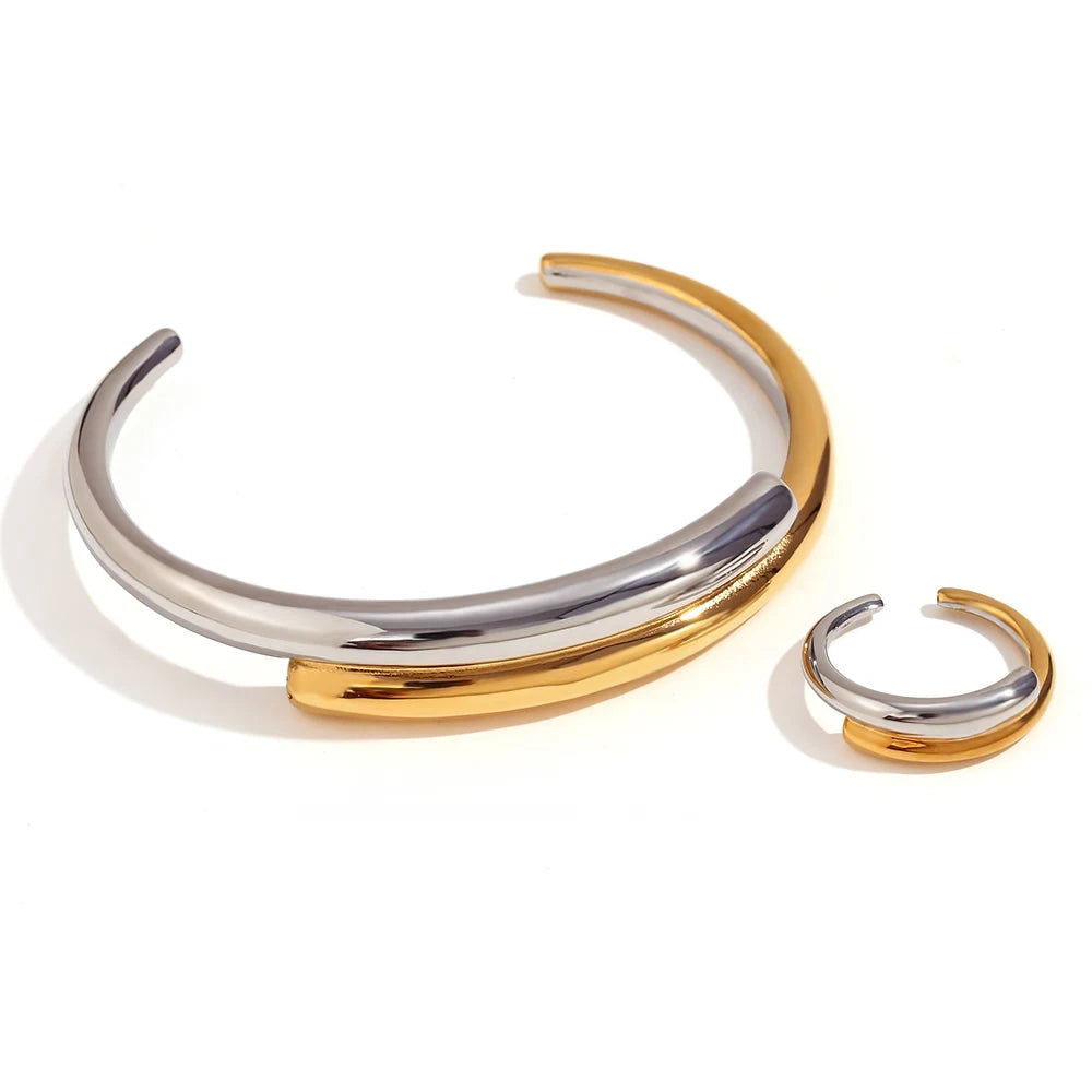 JEWELIXIRS Intertwined Open Ring & Bracelet Set