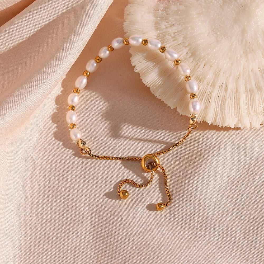 JEWELIXIRS delicate pearl and bead slider bracelet