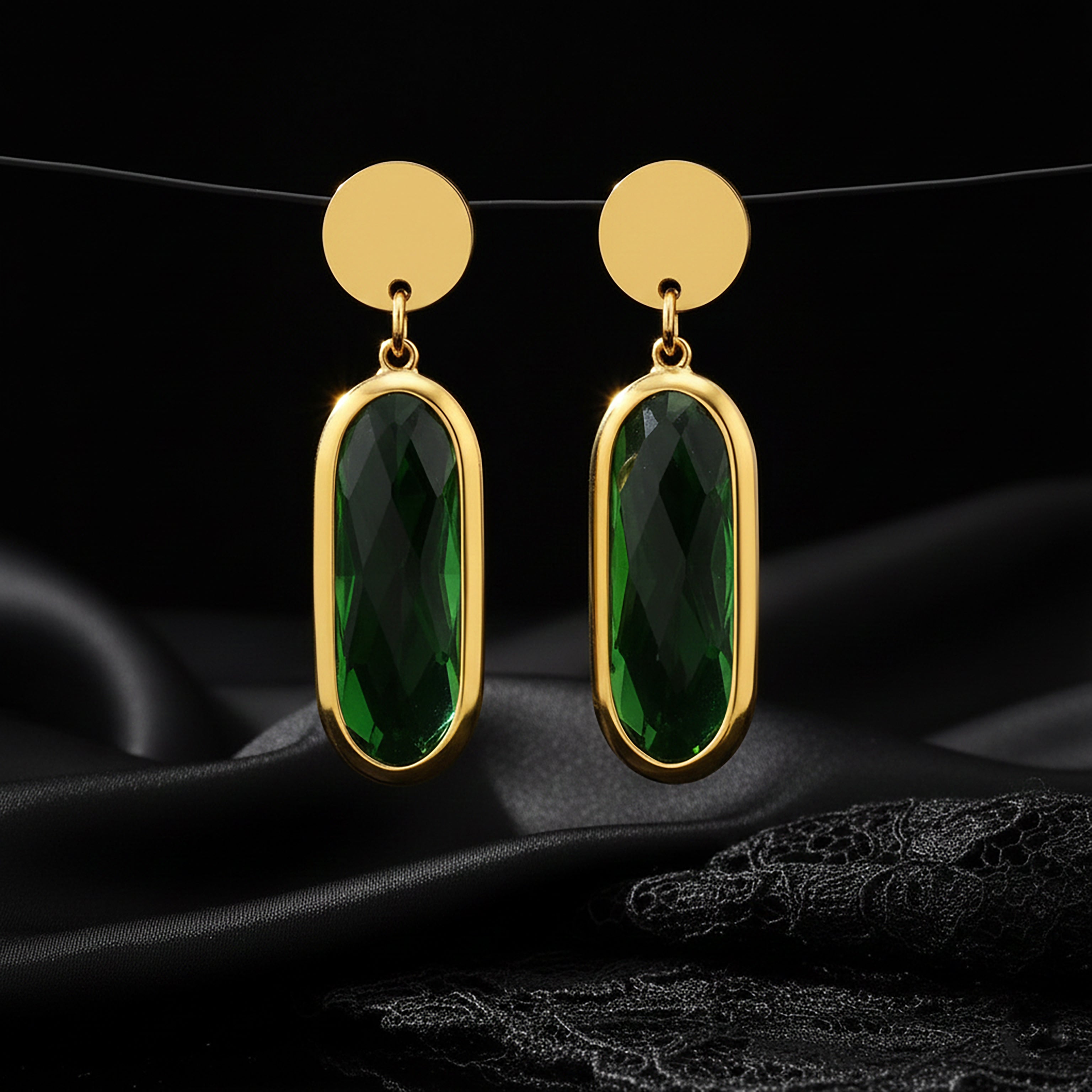 JEWELIXIRS Oval Drop Earring