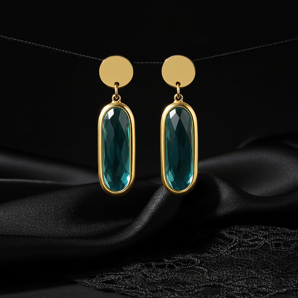 JEWELIXIRS Oval Drop Earring