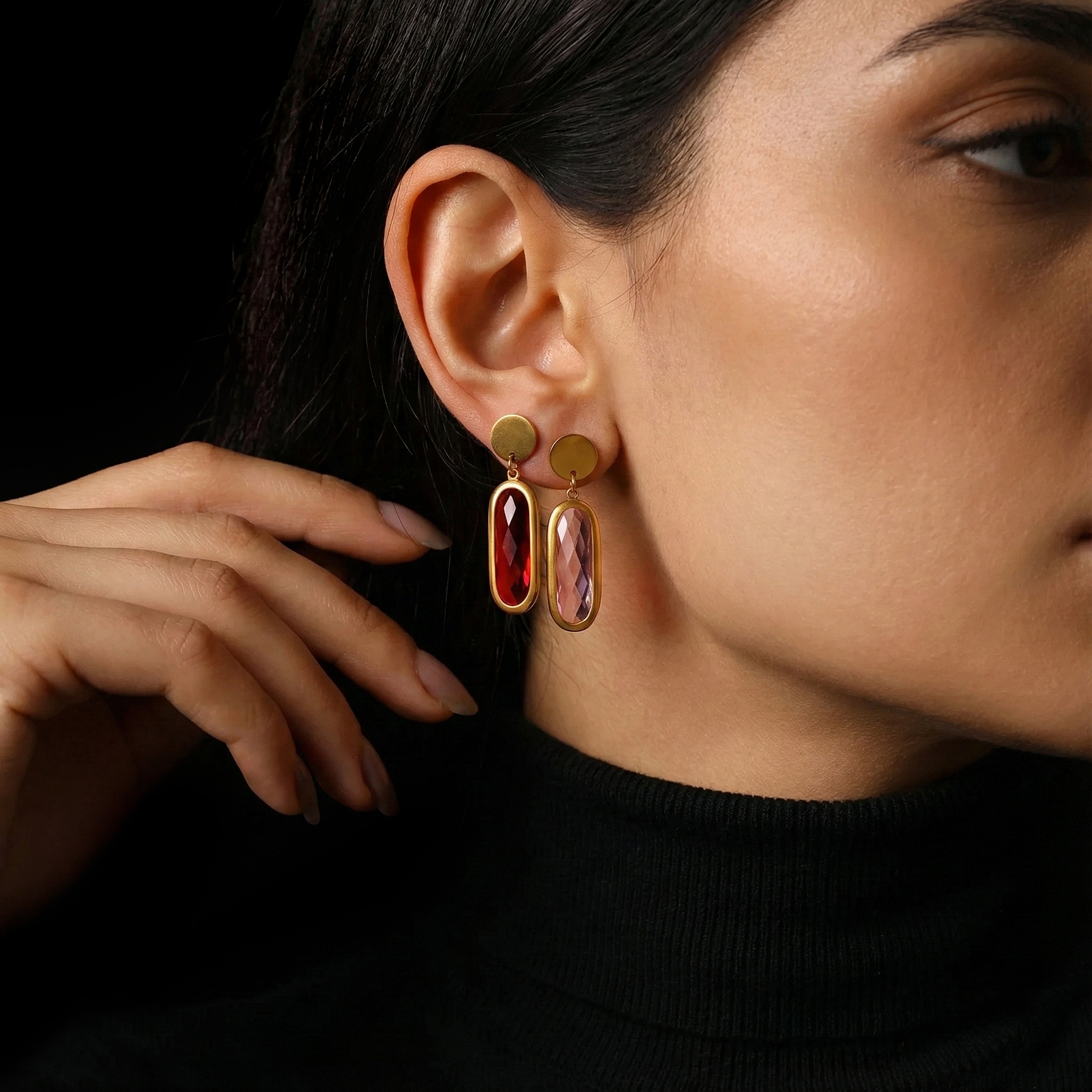 JEWELIXIRS Oval Drop Earring