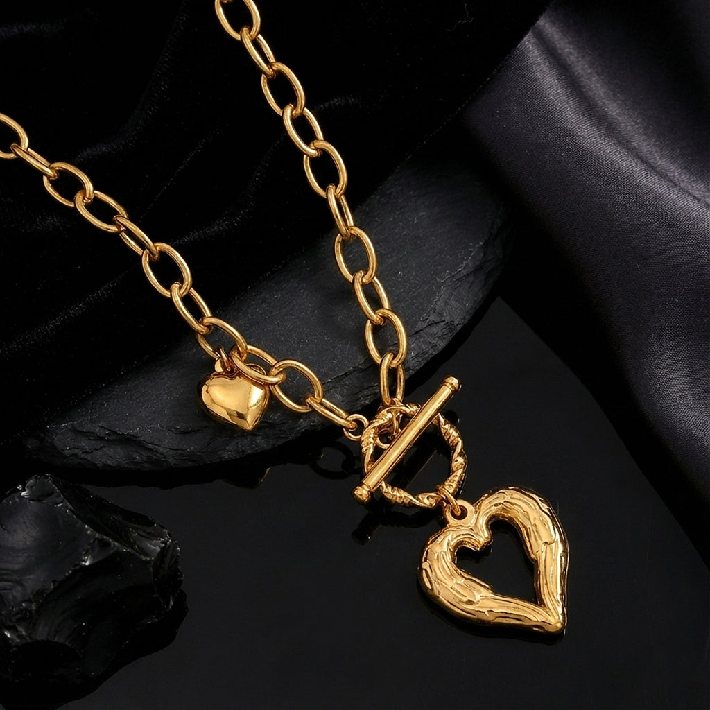 JEWELIXIRS Organic Heart Toggle Necklace