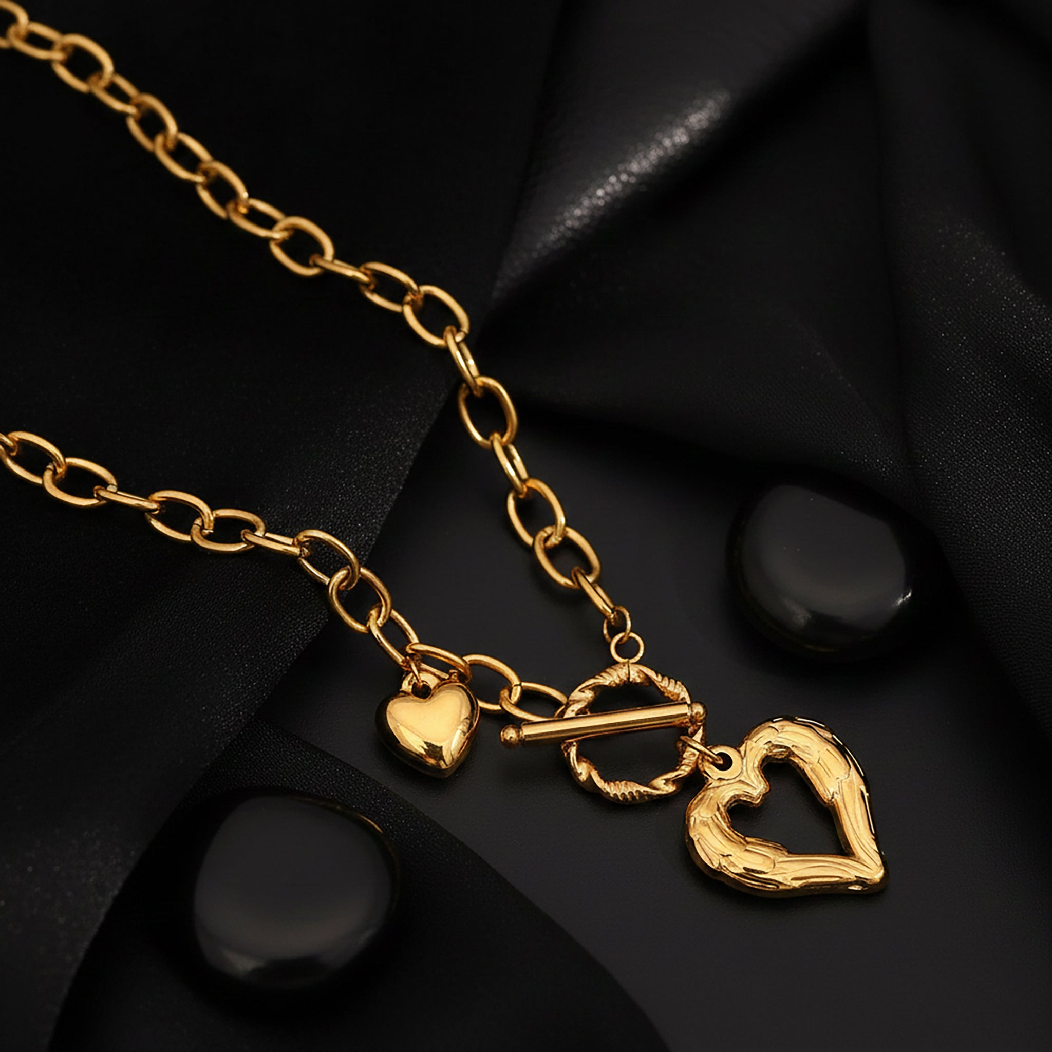 JEWELIXIRS Organic Heart Toggle Necklace